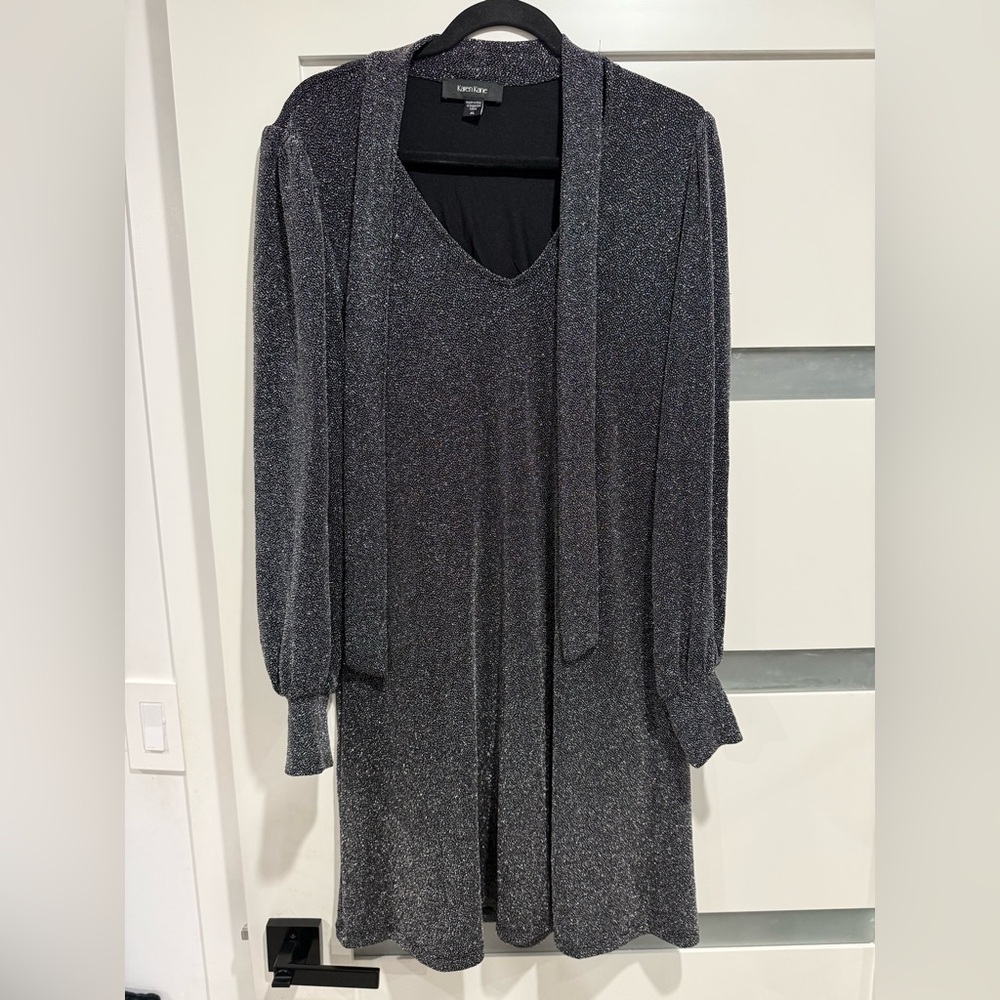 Karen Kane Shimmering Black Long Sleeve Dress
